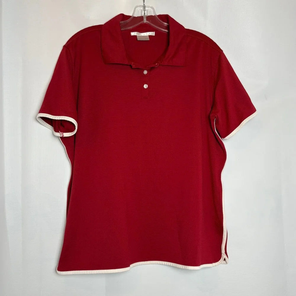 Nike Golf Polo Shirt Red Dri-FIT Short Sleeve‎ Women's XXL Athletic Performance